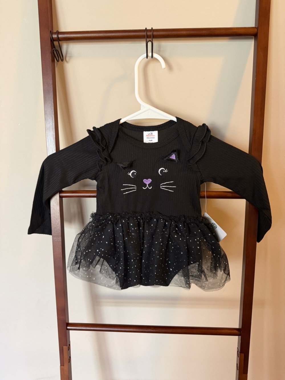 Children's Black Cat Tutu One-Piece - Long Sleeve